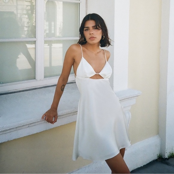 Zara nwt blogger favorite white satin effect party coctail wedding dress - Picture 8 of 13